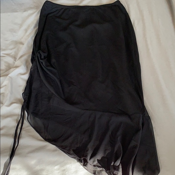 🖤Y2K skirt with gathered tied mesh side slit - Picture 2 of 5